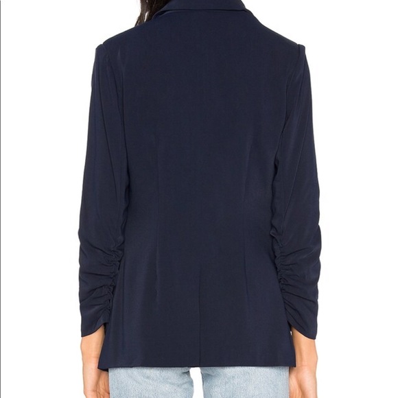 Kylie Ruched Sleeve Blazer in Navy - Picture 3 of 6